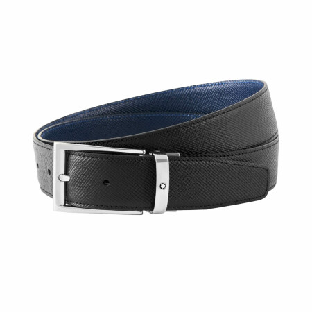 Ceinture Montblanc Sartorial réversible de 35mm en cuir noir/bleu