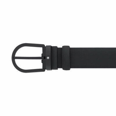 Ceinture Montblanc à boucle fer à cheval de 35 mm en cuir noir