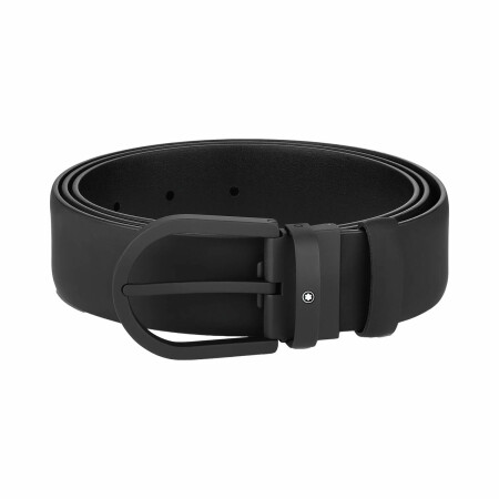 Ceinture Montblanc à boucle fer à cheval de 35 mm en cuir noir