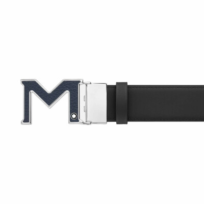 Montblanc M buckle blue/black 35mm reversible leather belt