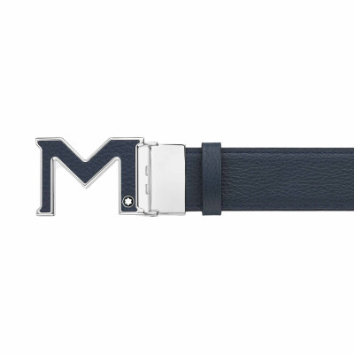 Montblanc M buckle blue/black 35mm reversible leather belt