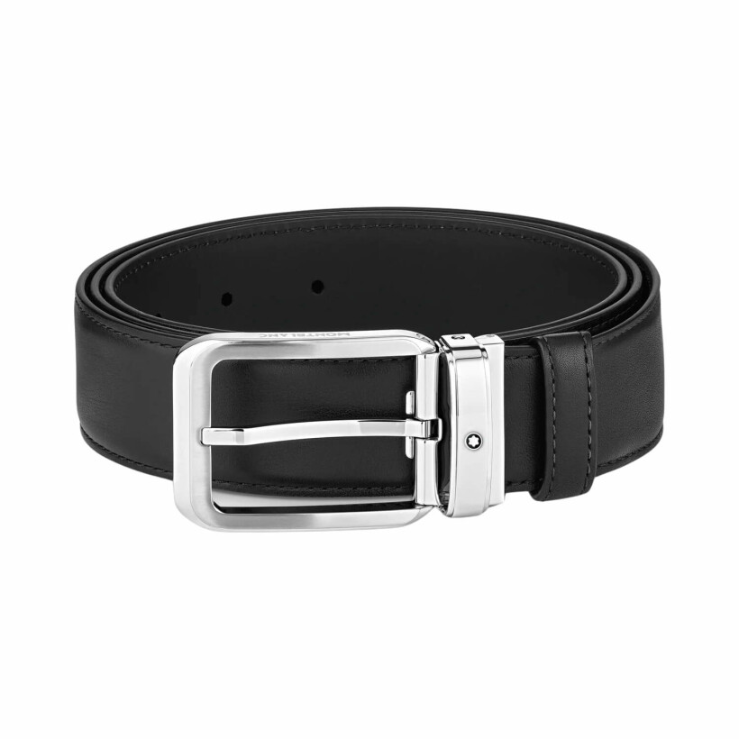 Ceinture Montblanc de 35mm en cuir noir