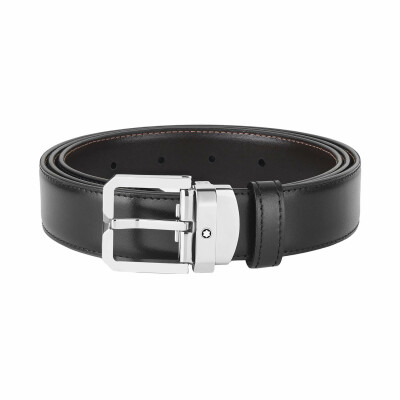 Montblanc Black/brown 30mm reversible leather belt