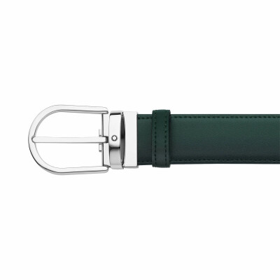 Ceinture Montblanc à boucle fer à cheval de 35mm en cuir Sfumato vert angalis
