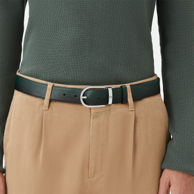 Ceinture Montblanc à boucle fer à cheval de 35mm en cuir Sfumato vert angalis