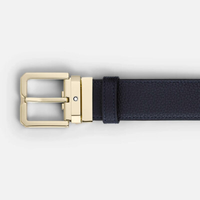 Montblanc Black/Night blue 35mm reversible leather belt