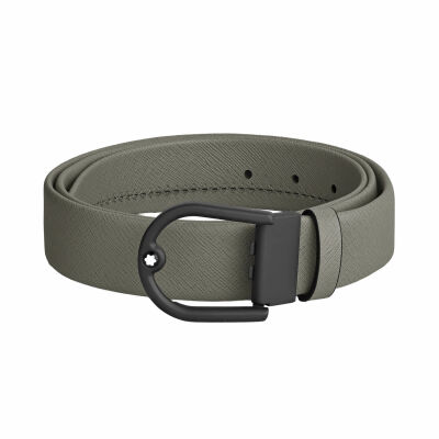 Ceinture Montblanc à boucle fer à cheval de 35mm en cuir gris moyen