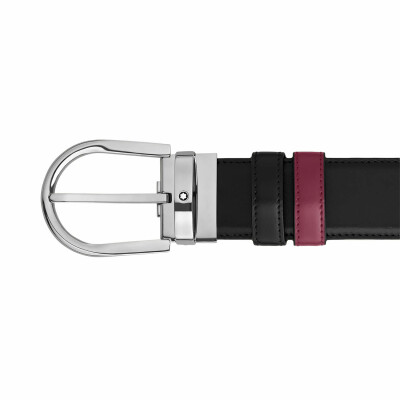 Montblanc Horseshoe buckle black/cassis 35mm reversible leather belt