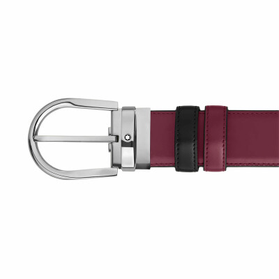 Montblanc Horseshoe buckle black/cassis 35mm reversible leather belt