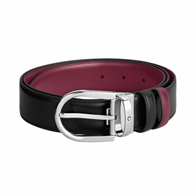 Montblanc Horseshoe buckle black/cassis 35mm reversible leather belt