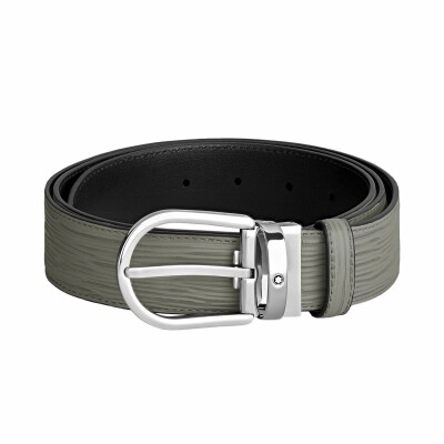 Montblanc Horseshoe Buckle Medium Grey 35mm leather belt