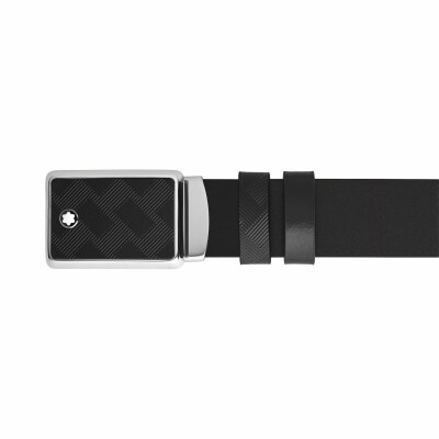 Ceinture Montblanc réversible à boucle plaque marquetterie, 35mm en cuir Extreme 3.0 noir/noir