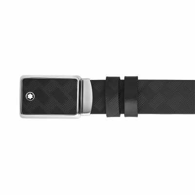 Ceinture Montblanc réversible à boucle plaque marquetterie, 35mm en cuir Extreme 3.0 noir/noir
