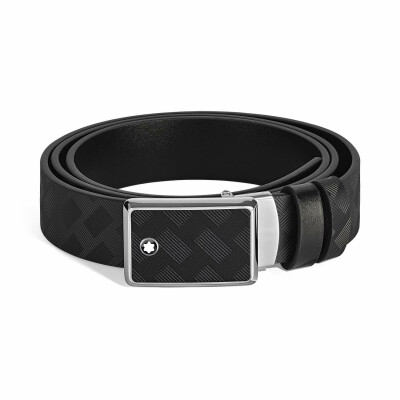 Ceinture Montblanc réversible à boucle plaque marquetterie, 35mm en cuir Extreme 3.0 noir/noir