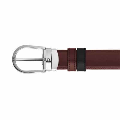 Ceinture Montblanc réversible à boucle fer à cheval de 30mm en cuir noir/bordeaux