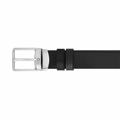 Ceinture Montblanc Everyday réversible à boucle rectangulaire, 30mm en cuir grainé noir/Meisterstück noir