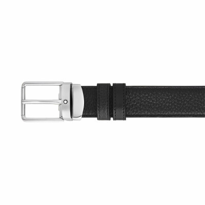 Ceinture Montblanc Everyday réversible à boucle rectangulaire, 30mm en cuir grainé noir/Meisterstück noir