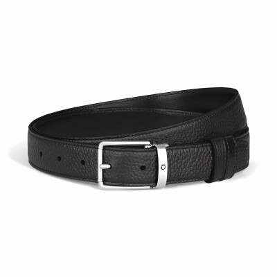 Ceinture Montblanc Everyday réversible à boucle rectangulaire, 30mm en cuir grainé noir/Meisterstück noir