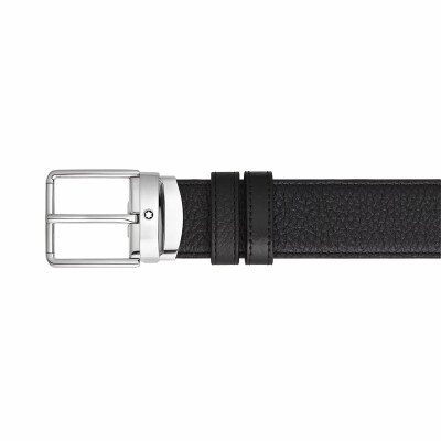 Ceinture Montblanc Everyday réversible à boucle rectangulaire, 35mm en cuir grainé noir/Meisterstück noir