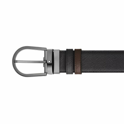 Ceinture Montblanc réversible à boucle fer à cheval, 35mm en cuir Sartorial noir/ébène