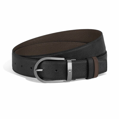 Ceinture Montblanc réversible à boucle fer à cheval, 35mm en cuir Sartorial noir/ébène