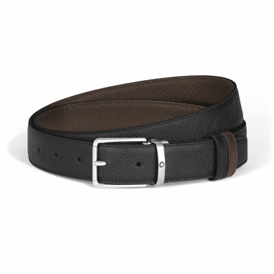 Ceinture Montblanc Everyday réversible à boucle rectangulaire, 30mm en cuir Sartorial noir/ébène