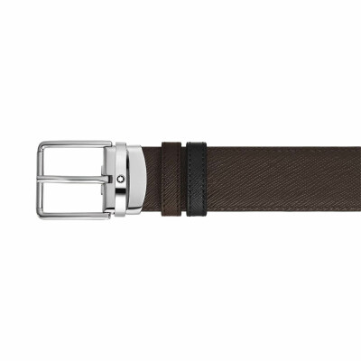 Ceinture Montblanc Everyday réversible à boucle rectangulaire, 35mm en cuir Sartorial noir/ébène