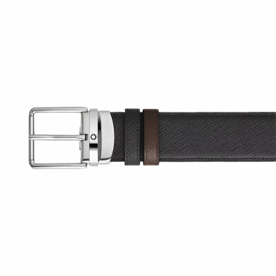 Ceinture Montblanc Everyday réversible à boucle rectangulaire, 35mm en cuir Sartorial noir/ébène