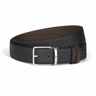 Ceinture Montblanc Everyday réversible à boucle rectangulaire, 35mm en cuir Sartorial noir/ébène