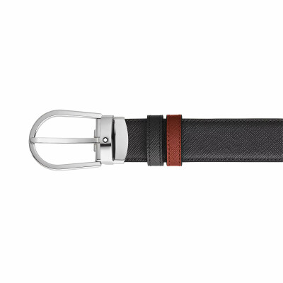 Ceinture Montblanc réversible à boucle fer à cheval de 30mm en cuir noir/rouge