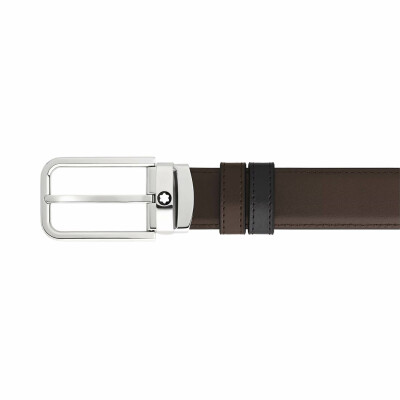 Ceinture Montblanc réversible à boucle rectangulaire, 30mm en cuir Meisterstück noir/ébène