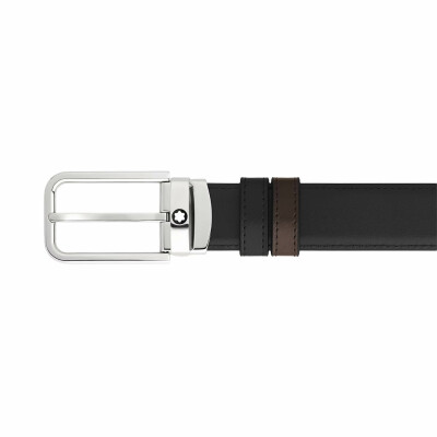 Ceinture Montblanc réversible à boucle rectangulaire, 30mm en cuir Meisterstück noir/ébène