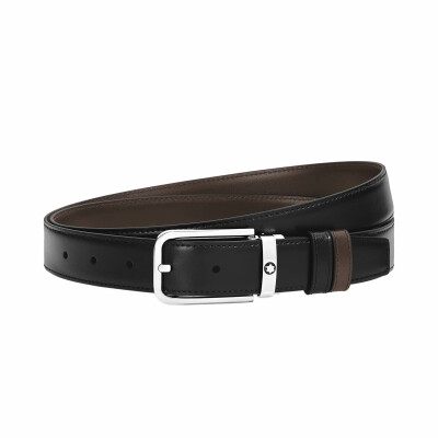 Ceinture Montblanc réversible à boucle rectangulaire, 30mm en cuir Meisterstück noir/ébène