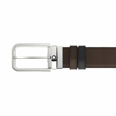 Ceinture Montblanc réversible à boucle rectangulaire, 35mm en cuir Meisterstück noir/ébène