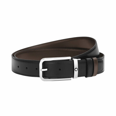 Ceinture Montblanc réversible à boucle rectangulaire, 35mm en cuir Meisterstück noir/ébène