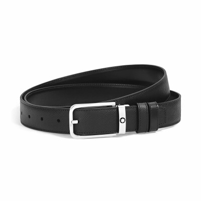 Ceinture Montblanc réversible à boucle rectangulaire, 30mm en cuir Sartorial noir/Meisterstück noir