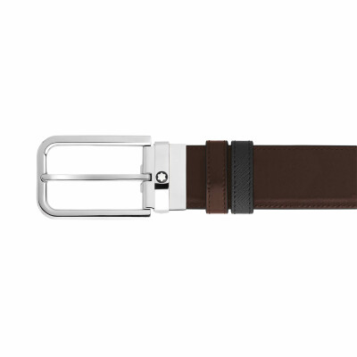 Ceinture Montblanc réversible à boucle rectangulaire, 35mm en cuir Sartorial noir/ébène