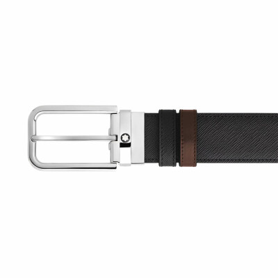Ceinture Montblanc réversible à boucle rectangulaire, 35mm en cuir Sartorial noir/ébène