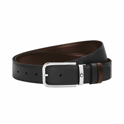 Ceinture Montblanc réversible à boucle rectangulaire, 35mm en cuir Sartorial noir/ébène