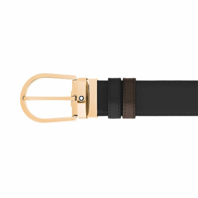 Ceinture Montblanc réversible à boucle fer à cheval, 35mm en cuir Meisterstück noir/ébène