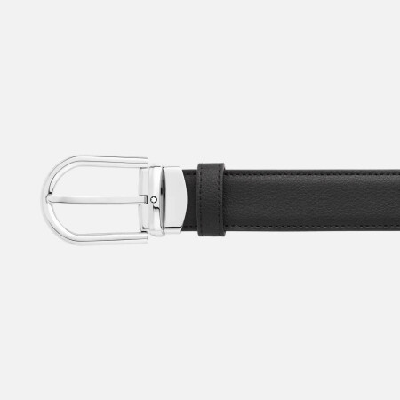 Ceinture Montblanc réversible à boucle fer à cheval de 30mm en cuir noir/bleu