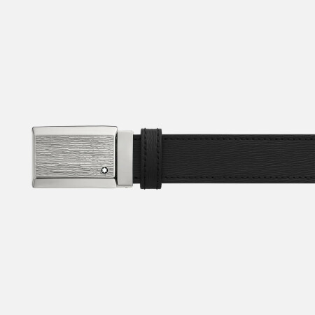 Ceinture Montblanc réversible de 30mm en cuir noir/bleu