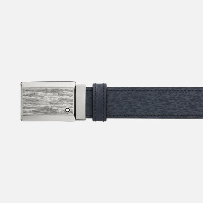 Ceinture Montblanc réversible de 30mm en cuir noir/bleu