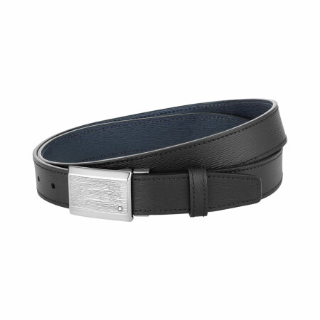 Ceinture Montblanc réversible de 30mm en cuir noir/bleu