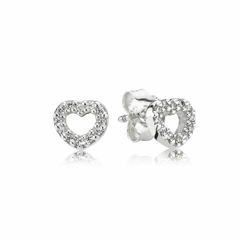 Boucles d'oreilles Pandora Coeur en argent et verre