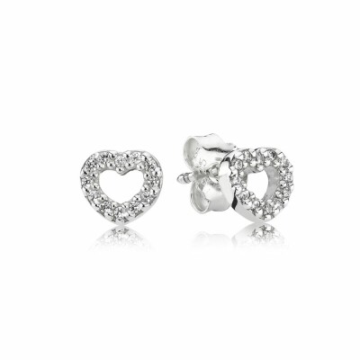 Boucles d'oreilles Pandora Coeur en argent et verre