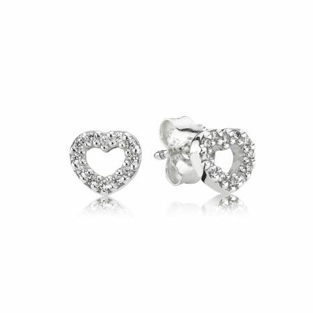 Boucles d'oreilles Pandora Coeur en argent et verre