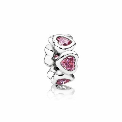 Charm Pandora Coeurs Etincelants Roses en argent