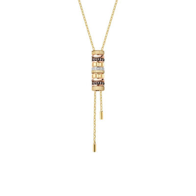 Collier cravate Boucheron Quatre Classique en or jaune, rose et blanc, PVD marron et diamants