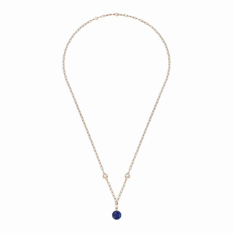 Collier Chopard Happy Diamonds Planet en or rose éthique, diamants et Lapis Lazuli